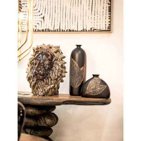 INTERIEUR-DECORATION|KING tête de lion marbréeStatues Funny