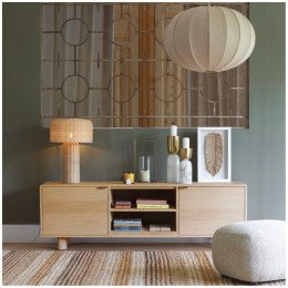 INTERIEUR-DECORATION|Meuble TV SIMONA en chêne clairBLANC D'IVOIREBuffets - Tables