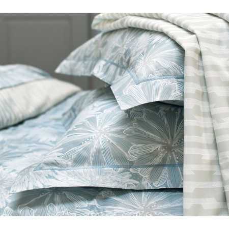 INTERIEUR-DECORATION|Parure SERENITE BLEU CIELBLANC DES VOSGESParure de lit