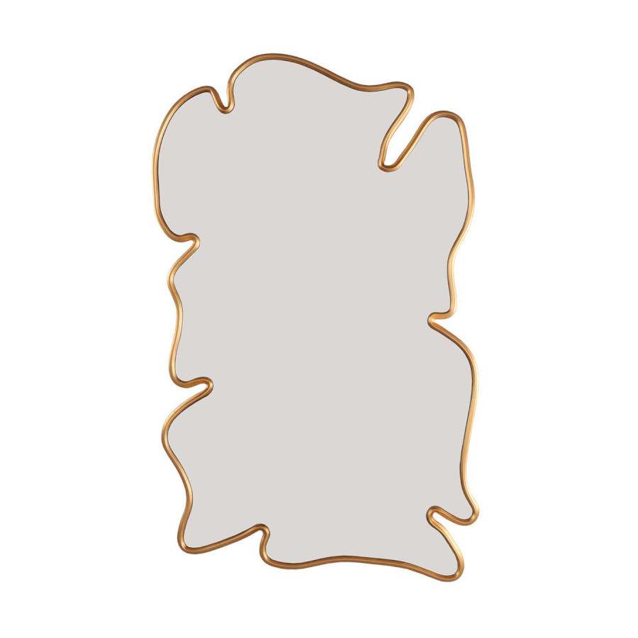 INTERIEUR-DECORATION|REFLET miroir vague or 187cmDRIMMERMiroirsREFLET miroir vague or 187cm Miroir décoratif au design organique et élégant, sublimé par une finition or raffinée. Son grand format de 187 cm et sa forme vague apportent lumière, profondeur et caractère à votre intérieur. Idéal pour un salon, une entrée ou une chambre, ce miroir design devient une pièce forte de votre décoration intérieure contemporaine et sophistiquée.