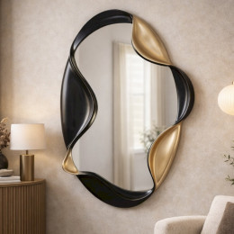 REFLET Black/Gold Mirror 135 cm