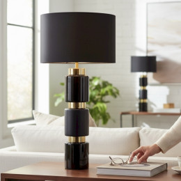 STRIPE Black/Gold Lamp