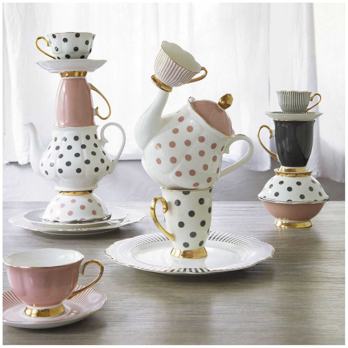 Category Cups and teapots - Bougie personnalisée : Box of 2 Mugs Madame de Récamier black , Tea cup Madame Récamier pink pea ...